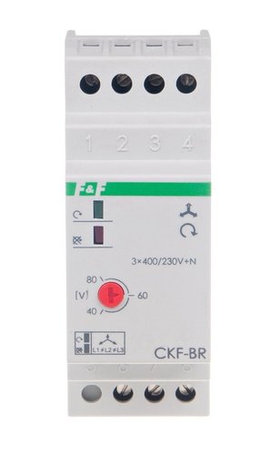 Czujnik kolejności i zaniku I fazy styk 1P 10A próg regulowany 165-180V 2 moduły CKF-BR F&F