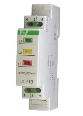 Lampka kontrolna zasilania, 3xLED (zielona, czerwona, żółta), Un=3x400+N, 1 moduł, LK-713 K, F&F
