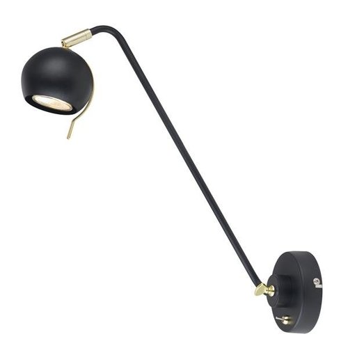 Lampa ścienna kinkiet Charissa regulowany wysięgnik czarna kula Italux MB-H16049TLK-1-B/G