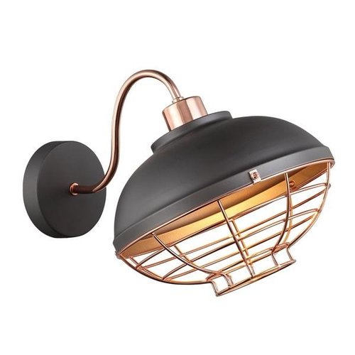 Lampa ścienna kinkiet Clams metalowa czarna oprawa inustrialna Italux MBM-2941/1 GR+COP
