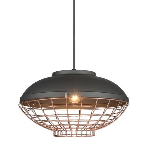 Lampa sufitowa wisząca Clams metalowa klatka industrialna czarna miedziana szara drut Italux MDM-2941/1 GR+COP