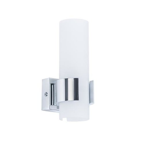Lampa ścienna kinkiet Rosetta 1 tuba pionowa chrom stal opalowa biel łazienka Italux MB120211014-1A