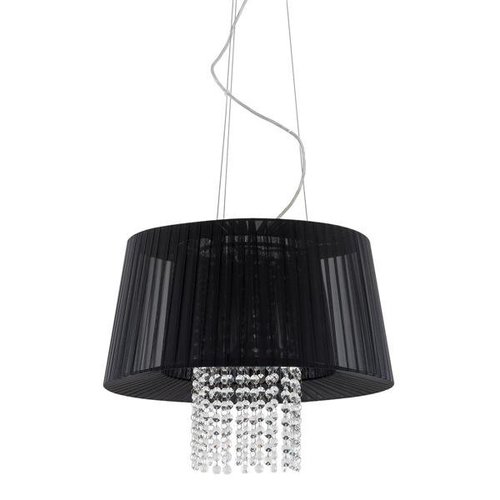 Lampa sufitowa wisząca Luisa abażurowa plisowana duża czarna okrągła kryształowa klosz Italux MDM1935-3 BK