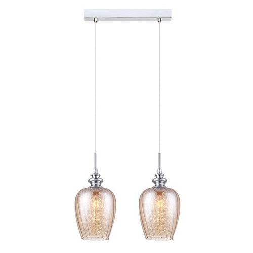 Lampa sufitowa wisząca Pirita B CR 2 źródła światła metal chrom herbaciana szkło kopuła złota Italux MDM2286/2B...