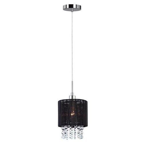 Lampa sufitowa wisząca Astra BK 1 źródło światła abażurowa z kryształkami glamour czarna Italux MDM1953-1 BK