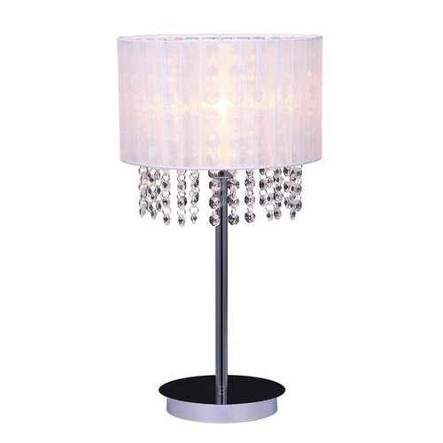 Lampka biurkowa gabinetowa Astra WH abażurowa z kryształkami glamour biała Italux MTM1953/1 WH