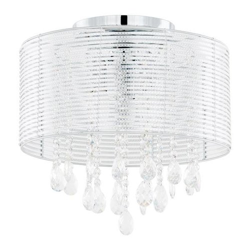 Lampa sufitowa plafon plafoniera Fella srebrna okrągła abażur z kryształkami pleciona metalowa Italux MXM2130/3 SL