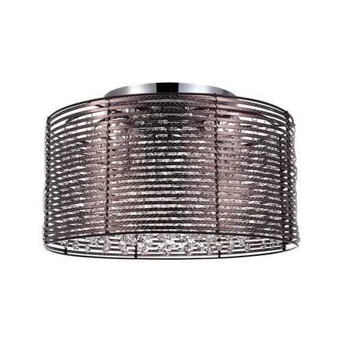 Lampa sufitowa plafon plafoniera Alpio BR chrom stal aluminium brązowa pleciona drut siatka okrągła Italux MXM2131/3 BR