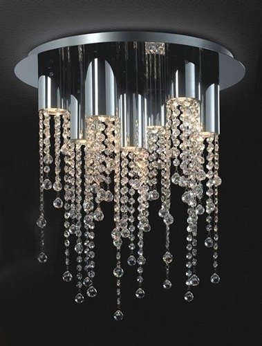 Lampa sufitowa plafon plafoniera Larix 7 źródeł światła chrom metal z kryształami klasyczna ozdobna tuba Italux MX93708-7A