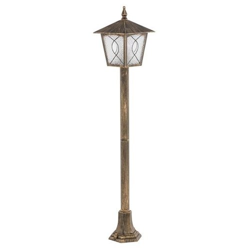 Lampa podłogowa stojąca ogrodowa zewnętrzna Lazio metal szkło słupek latarnia czarna złota Italux 25415
