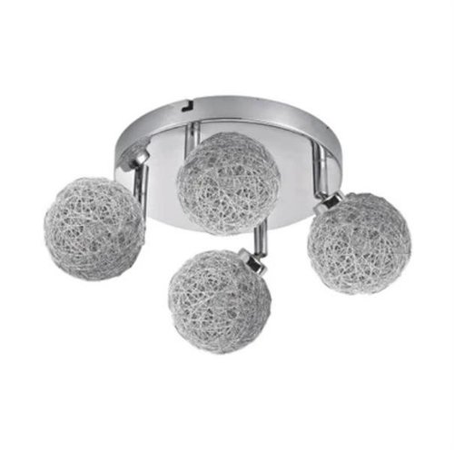 Lampa ścienna sufitowa spotlight Rufus 4 źródła światła metal chrom srebrna kula pleciona Italux HP-918-04-2030