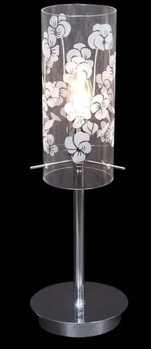 Lampka biurkowa gabinetowa Fancy chrom metal szkło przezroczyste wzór kwiaty tuba Italux MTM1776/1A