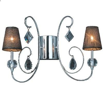 Lampa ścienna kinkiet Dash chrom metal czarna metalowa siatka kryształy ozdobna klasyczna Italux MB8307-2A