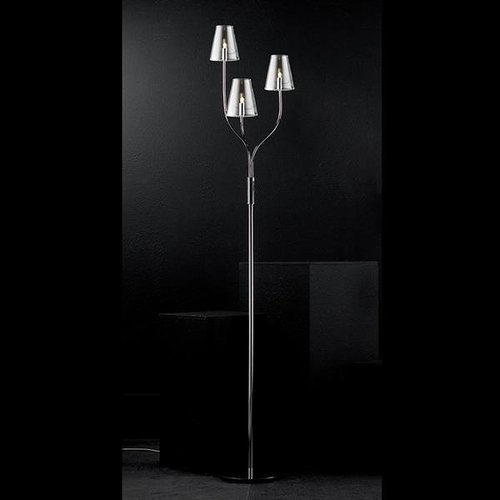 Lampa podłogowa stojąca Spark 3 źródła światła chrom metal szkło przezroczysta kopuła klosz Italux ML7116-3A