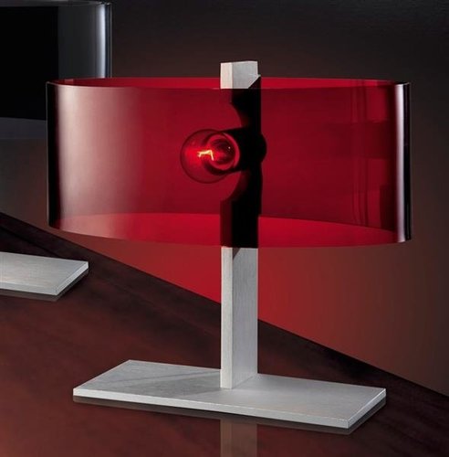 Lampka biurkowa gabinetowa Elipsa czerwona tworzywo klosz muszelkowy nowoczesna Italux MA2209-RED