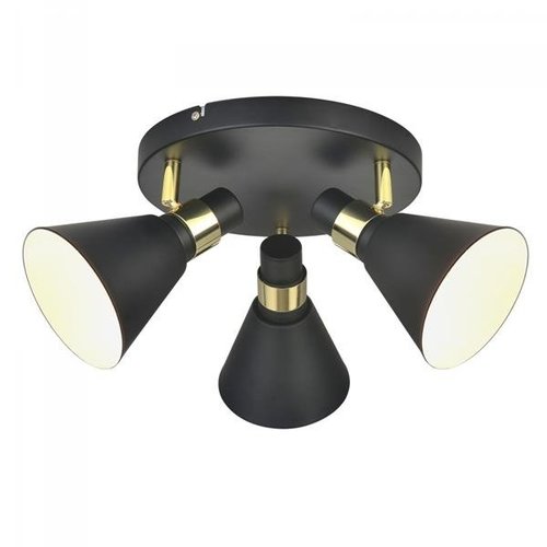 Elegancka lampa sufitowa plafon 3 źródła czarny złoty Italux Biagio MB-H16079CK-3