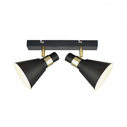 Elegancka lampa sufitowa plafon 2 źródła czarny złoty Italux Biagio MB-H16079M-2