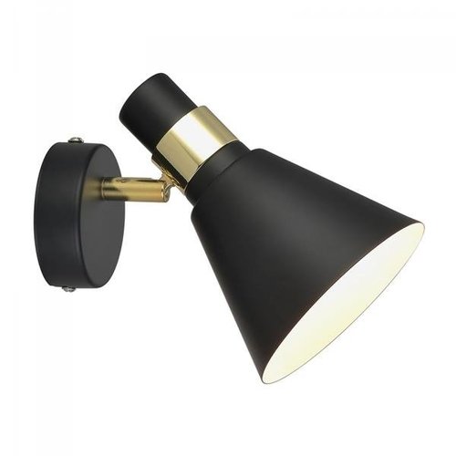 Elegancka lampa ścienna kinkiet czarny złoty Italux Biagio MB-H16079WLK-1B