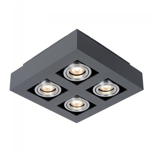 Lampa sufitowa plafon plafoniera 4 źródła prostokąt kwadrat czarny aluminium oczko Italux Casemiro IT8002S4-BK/AL