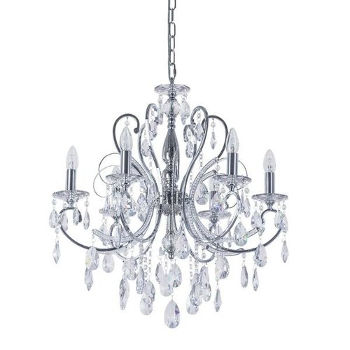 Lampa sufitowa wisząca żyrandol 6 źródeł świeczniki kryształ zwis klasyka elegancja chrom Italux Barocco Chrome MD72709-6A