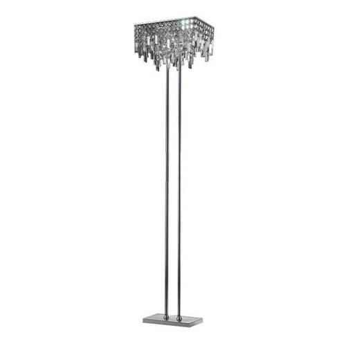 Lampa podłogowa stojąca 8 źródeł dwie nogi elegancka kaskady prostokąt zwisy szkło chrom Italux Lavenda ML92915-8B