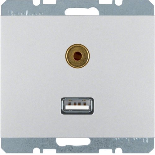 K. Gniazdo USB/3.5 mm audio, aluminium Berker