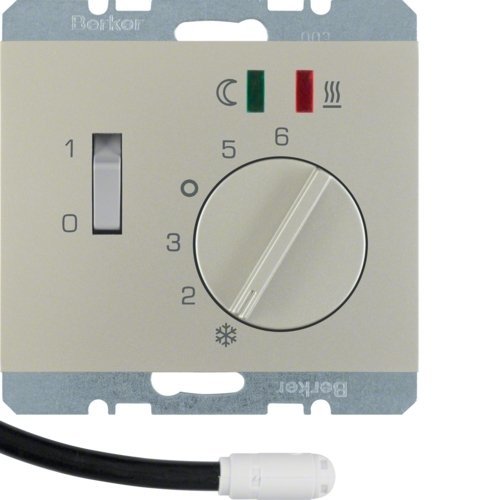 K.5 Regulator temperatury podłogowej z zestykiem zwiernym, elementem centralnym, łącznikiem i 2 diodami LED, stal szlachetna...