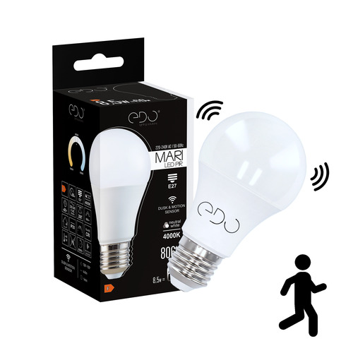 Żarówka z czujnikiem ruchu i zmierzchu MARI LED Sensor E27 8,5W 4000K neutralna NW 806lm EDO777392 <span class="keyword" >EDO Solutions</span>