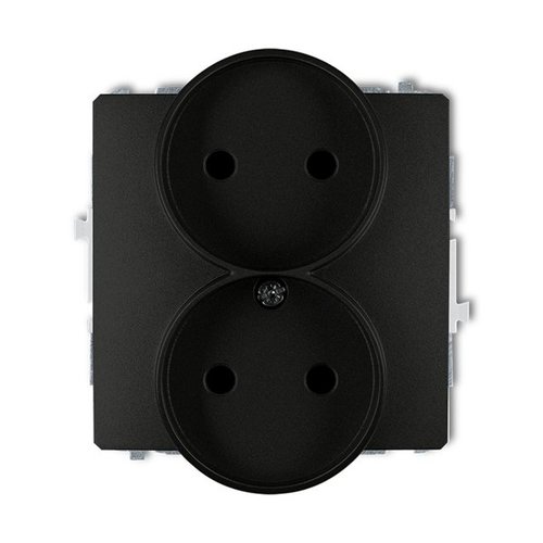 Mechanizm gniazda podwójnego do ramki DECO Soft, bez uziemienia 2x2P czarny mat Karlik 12DGPRSO-2p