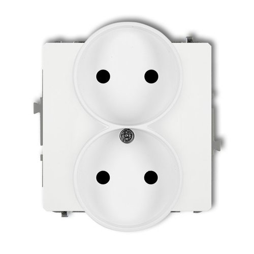 Mechanizm gniazda podwójnego do ramki bez uziemienia 2x2P biały Karlik Deco DGPR-2p