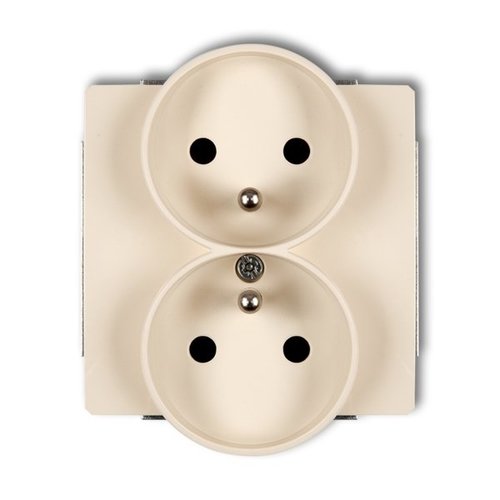 Mechanizm gniazda podwójnego do ramki z uziemieniem 2x(2P+Z) beżowy Karlik Deco 1DGPR-2zp