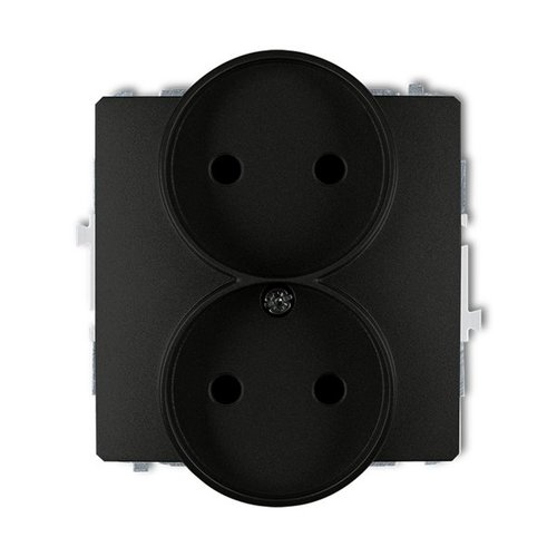 Mechanizm gniazda podwójnego do ramki bez uziemienia 2x2P czarny mat Karlik Deco 12DGPR-2p