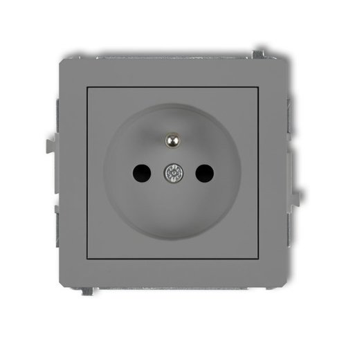 Mechanizm gniazda pojedynczego z uziemieniem 2P+Z szary mat Karlik Deco 27DGP-1zp