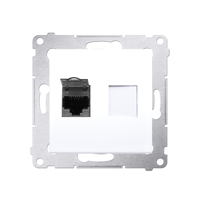 Simon 54 Premium Biały Gniazdo komputerowe pojedyncze RJ45 kat. 6, ekranowane z przesłoną D61E.01/11