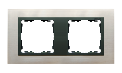 Ramka 2x stal inox / ramka pośrednia grafit Kontakt Simon 82827-37