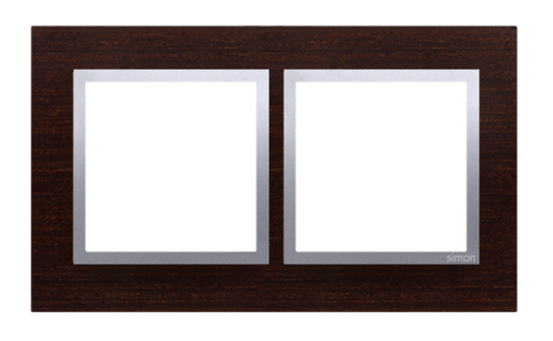 Simon 54 Premium Srebrne Wenge - drewno Ramka 2-krotna Nature DRN2/84
