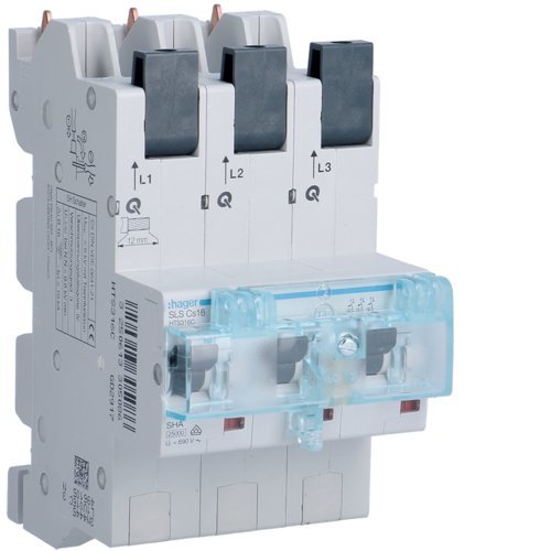 Wyłącznik selektywny SLS, 3P Cs 16A, szyny 40mm-12x5/10mm HTS316C Hager