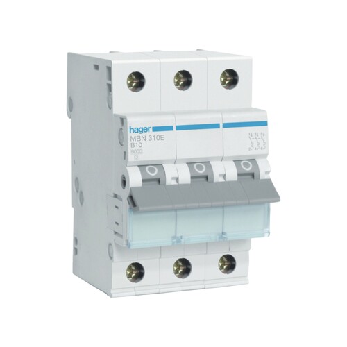 MCB Wyłącznik nadprądowy 6kA 3P B 10A MBN310E Hager