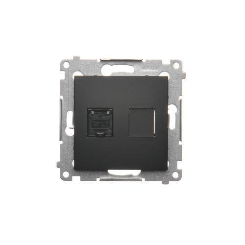 Simon 54 Premium czarny Gniazdo komputerowe pojedyncze RJ45 kat. 6 z przesłoną D61.01/49