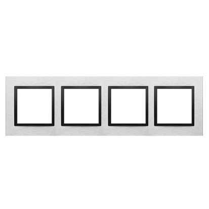 Ramka 4- krotna metalowa inox nero IP20/IP44, Simon 54 Nature DRN4/82