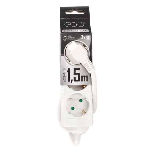 Przedłużacz domowy przenośny LOGAN S White 3 - krotny Schuko 1,5m EDO777565 <span class="keyword" >EDO Solutions</span>