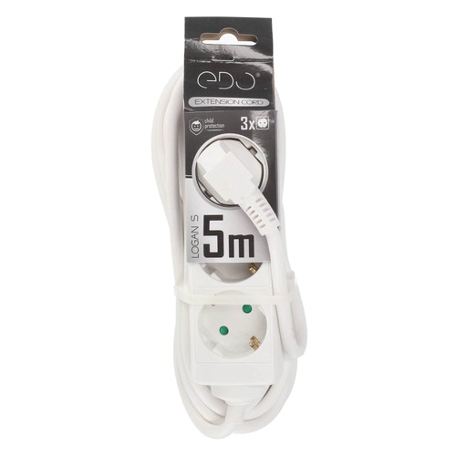 Przedłużacz domowy przenośny LOGAN S White 3 - krotny Schuko 5m EDO777567 <span class="keyword" >EDO Solutions</span>