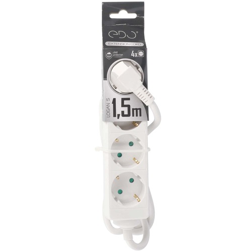 Przedłużacz domowy przenośny LOGAN S White 4 - krotny Schuko 1,5m EDO777568 <span class="keyword" >EDO Solutions</span>