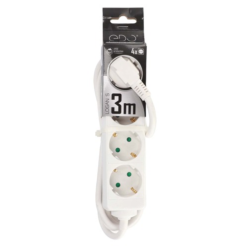 Przedłużacz domowy przenośny LOGAN S White 4 - krotny Schuko 3m EDO777569 <span class="keyword" >EDO Solutions</span>