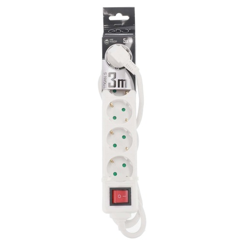 Przedłużacz domowy przenośny LOGAN S White 5 - krotny Schuko 3m z włącznikiem EDO777581 <span class="keyword" >EDO Solutions</span>
