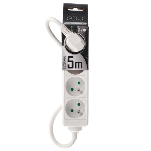 Przedłużacz domowy przenośny LOGAN White 4 - krotny z uziemieniem 5m EDO777556 <span class="keyword" >EDO Solutions</span>