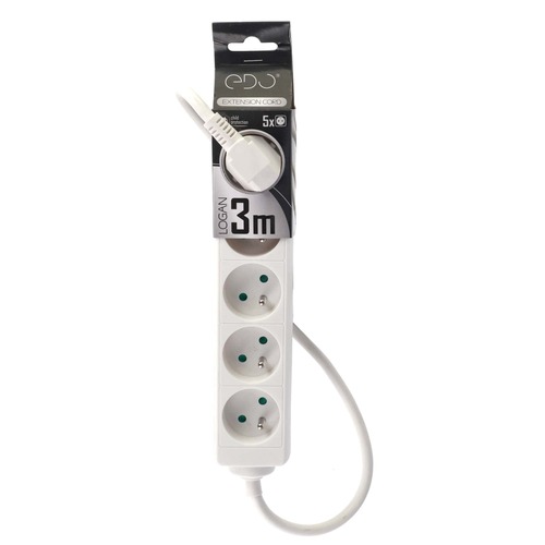 Przedłużacz domowy przenośny LOGAN White 5 - krotny z uziemieniem 3m EDO777558 <span class="keyword" >EDO Solutions</span>