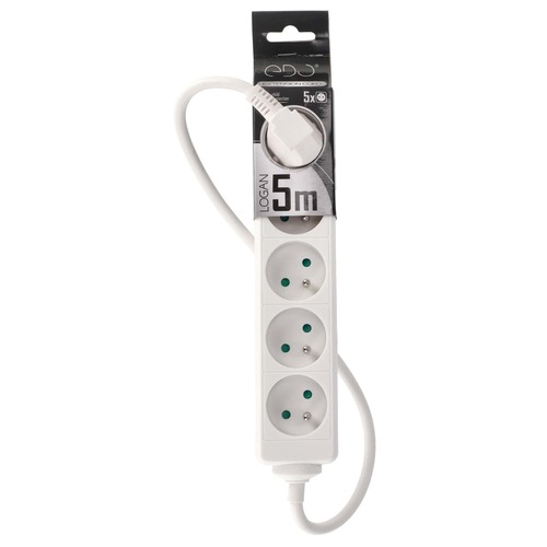Przedłużacz domowy przenośny LOGAN White 5 - krotny z uziemieniem 5m EDO777559 <span class="keyword" >EDO Solutions</span>