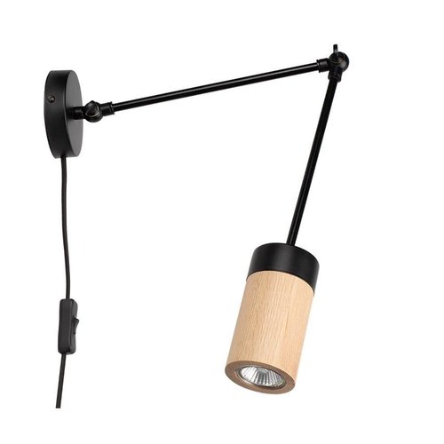 Annick Kinkiet Incl.1xLED GU10 5W Czarny/Dąb Olejowany Britop