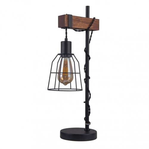 Lampa stołowa Reda E27 40W czarny mat, drewno TB-4793-1-L